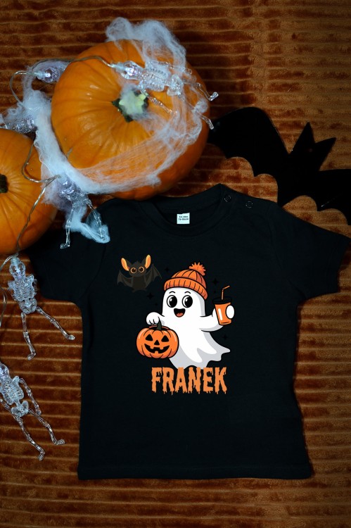 MW142 Koszulka dziecięca Halloween - duch z imieniem.jpg