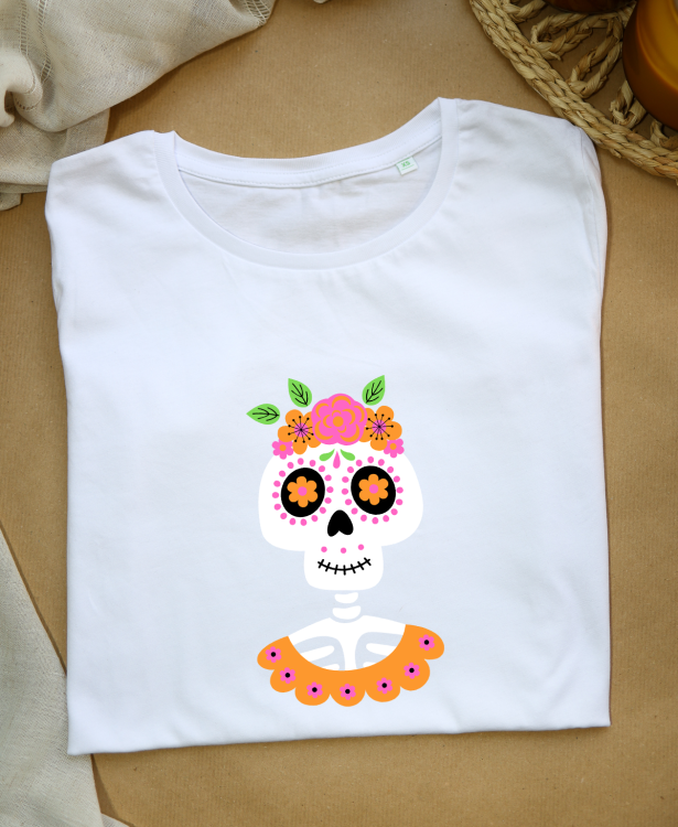 MW168 Koszulka damska Halloween - kolorowy kościotrup.png