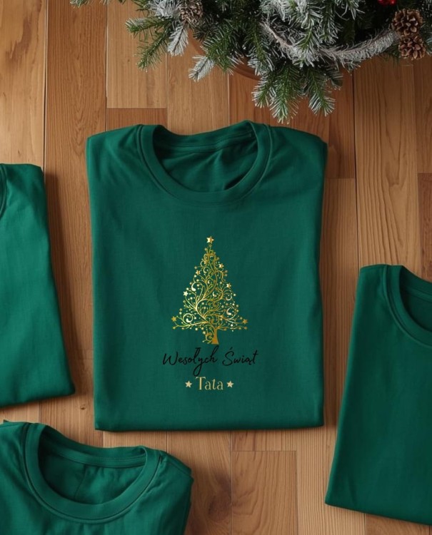 Koszulka ze złotym nadrukiem - Wesołych Świąt Tata
