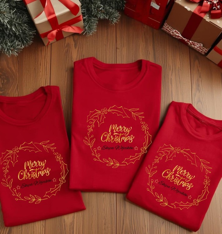 Koszulka ze złotym nadrukiem - "ekipa Wójcików"