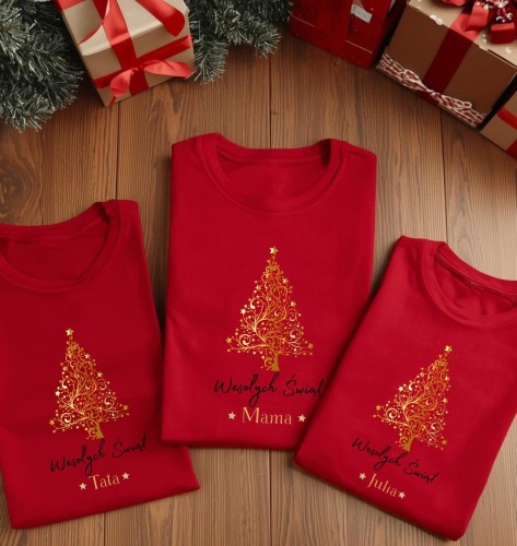 Koszulka ze złotym nadrukiem - Wesołych Świąt Julia